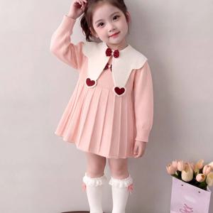 하트 세일러카라 플리츠 니트 원피스 R25759