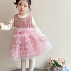 발레리나 티어드 튤 니트 원피스 R25758