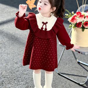 도트 러플요크 니트 원피스 R25878