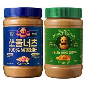 [1+1] 쏘울너츠 100% 땅콩버터 슈퍼 크런치+ 스무스