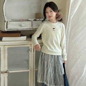 머쉬룸 자수 라운드 스웨트 여아맨투맨 트레이닝복 후드티 가을 아이보리 핑크 R23919