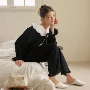 여성 콜렛 코튼 세일러카라 긴소매 투피스 잠옷