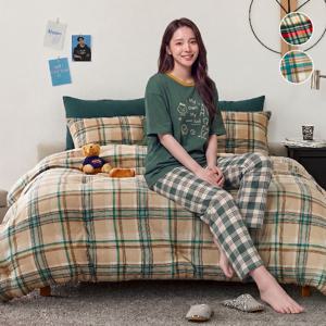 체크 사계절 차렵 이불 기숙사 겨울 침구세트 슈퍼싱글 SS (4종 풀세트+침대 매트커버)