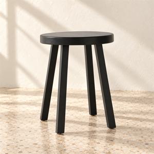 블랙 원형 원목스툴 아카시아 우드좌판 현관용