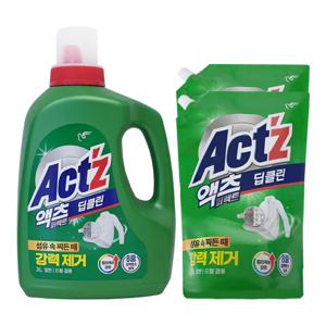 피죤 액츠 퍼펙트 딥클린 액체세제 3L+리필 1.5L 2입 /일반드럼겸용