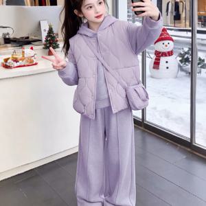 패딩 베스트 후디 3종 셋업 여아조끼 패딩조끼 겉옷 겨울 핑크 그레이 기모 R24000