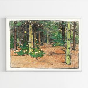 2+1 크리스마스 포스터 겨울 인테리어 액자 빈티지 그림 - Christmas Forest