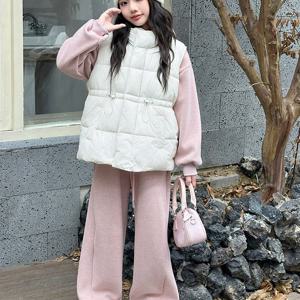 패딩 베스트 기모 스웨트 3종 셋업 여아조끼 패딩조끼 겉옷 겨울 트레이닝 핑크 R24204