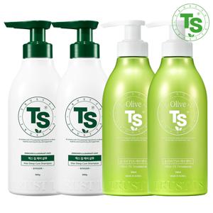 TS 맥스 딥케어 샴푸 500g 2개 + TS 올리브 트리트먼트 500ml 2개