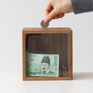 우드 프레임 유리 저금통 감성 인테리어 오브제