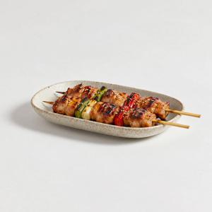 샌디 도자기 접시 직사각 꼬치구이 반찬 빈티지 그릇