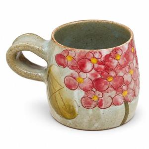 수작업 붉은꽃 수국 머그컵 대 (500 ml) 빈티지 머그컵 감성 머그컵 카페컵 유니크