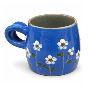 블루 흰 야생화꽃 머그컵 (350 ml) 빈티지 머그컵 감성 머그컵 카페컵 유니크