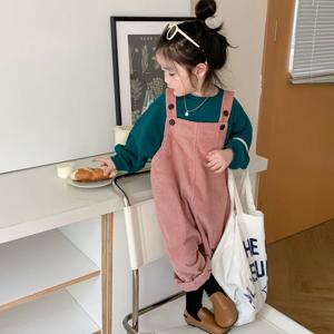 에바린 스트로베리 밀크 코듀로이 서스펜더 팬츠 여아 R6986
