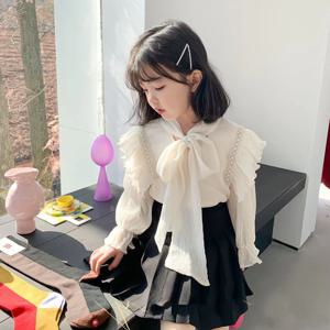 사브리나 펄 프릴 리본 쉬폰 블라우스 여아 R5762