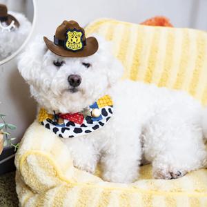 강아지 고양이 할로윈 코스튬 보안관 경찰 모자 케이프 반려동물 코스프레