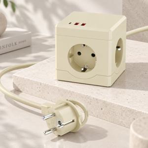 MT02 납작 플러그 고용량 큐브 디자인 멀티탭 3구 USB C타입 1.8m