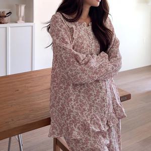H made 로제나 플라워 요루면 빅사이즈 임산부 파자마 홈웨어 세트 2color 투피스