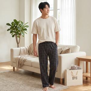 포근한 담요 감촉 남성 더블기모 잠옷 바지 실내복
