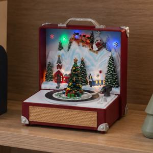 크리스마스 턴테이블 오르골 대형 장식 LED 20x20cm 스노우볼 데코 소품