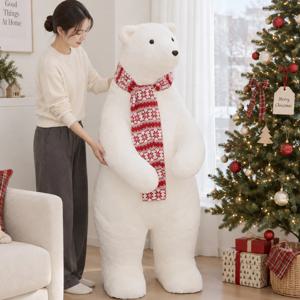 크리스마스 북극곰 아빠곰 부드러운 인형 대형 장식 55x148cm 데코 소품
