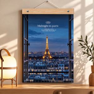 2027년 미드나잇 파리 벽걸이 달력 (우드바포함) 유럽 에펠탑 새해 캘린더