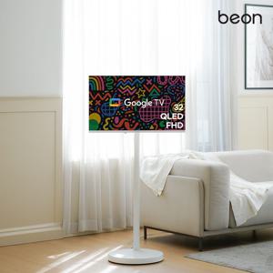 무빙온 화이트 QLED 81cm(32인치)FHD 이동식구글스마트TV 유압식삼탠바이미설치가능