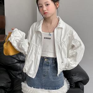 셔링 화이트 자켓 퍼 헴 데님 스커트 R26846