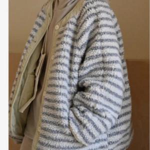 스트라이프 뽀글이 리버서블 자켓 R26827