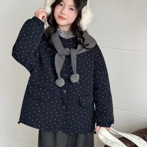 도트 퀼팅 자켓 니트 머플러 와이드 팬츠 R26765