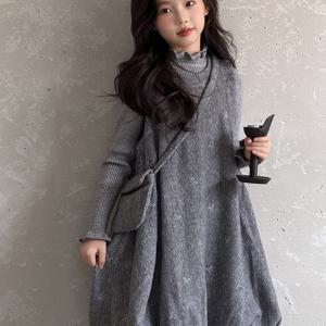 벌룬 헴 니트 점퍼 원피스 터틀넥 R26761
