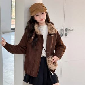 레오파드 퍼 카라 코듀로이 자켓 R26531