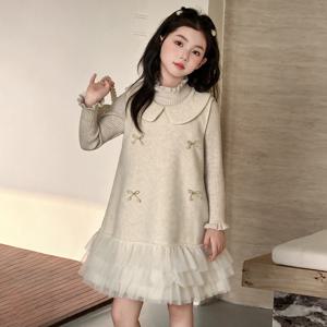 피터팬 카라 튤 티어드 니트 원피스 R26506