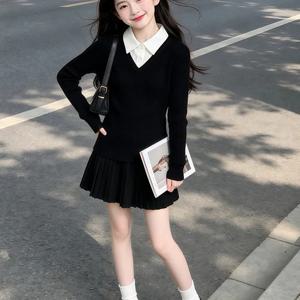 셔츠 카라 니트 플리츠 원피스 R26671