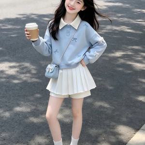 카라 스웨트 플리츠 스커트 R26663