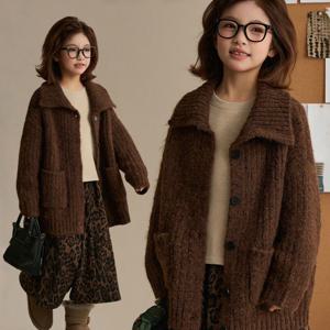 뽀글이 빅 카라 니트 가디건 R26875