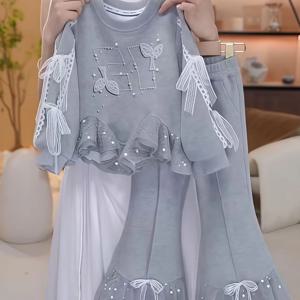 리본 니트 자켓 플리츠 스커트 셋업 R26865