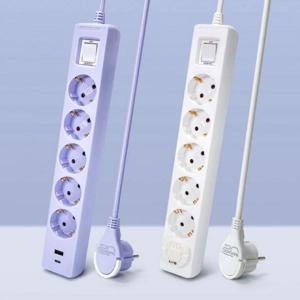 5구 1.5m 스마트 디자인 납작 플러그 멀티탭 고용량 과부하 안전 차단 데스크테리어 컴퓨