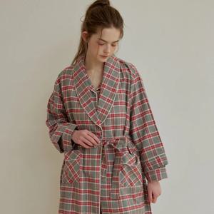 여성 멜란체크 코튼 로브 잠옷