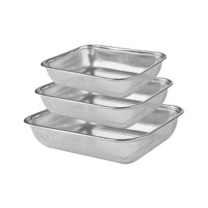 퀸센스 사각 펀칭볼 30cm + 35cm + 40cm 3종세트 스텐 채반 타공바구니
