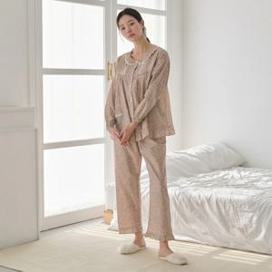 여성 국내산 순면 60수 프릴 9부 봄가을 잠옷 상하세트 파자마