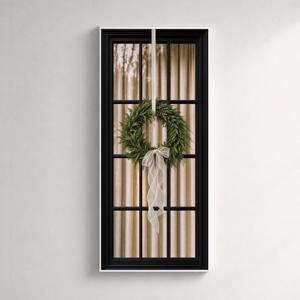 크리스마스 겨울 풍경 감성 그림 빈티지 창문 리스 와이드 포스터 액자_Noel Pane