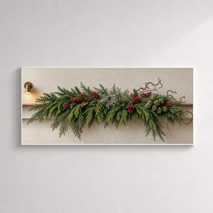 크리스마스 겨울 풍경 감성 그림 빈티지 대형 리스 벽장식 포스터 액자_Warm Pine