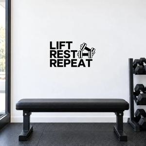 헬스장 스티커 LIFT REST REPEAT 덤벨 운동 벽면 데칼