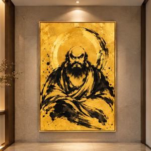프리미엄 골드 달마도 달마 대사 그림 액자 현관 거실 풍수 인테리어 동양화 한국화 액운막이