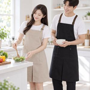 앞트임 방수 앞치마 주문제작 카페 어린이집 미용실 3컬러 트리체 에이프런 카페앞치마