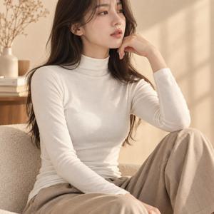 무드 하프넥 티셔츠 인견 반목 폴라 레이온 오피스룩 데일리티 레이어드티 레이온티셔츠