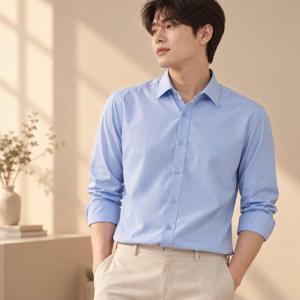베이직 맨즈 와이셔츠 남자 긴팔 무지 일자핏 정장 남방 기본셔츠 긴팔셔츠 남성셔츠