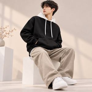 베이즈 후드 티셔츠 레터링 남자 배색 기모 기본핏 긴팔 겨울후드티 기모후드티 기본핏후드
