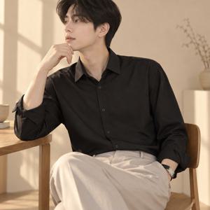 베이직 셔츠 밀라노 무드 남성 긴팔 와이셔츠 구김적은 회사 직장인 무지 남방 긴팔셔츠
